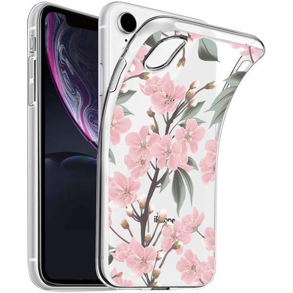 iMoshion Design hoesje iPhone Xr - Bloem - Roze / Groen