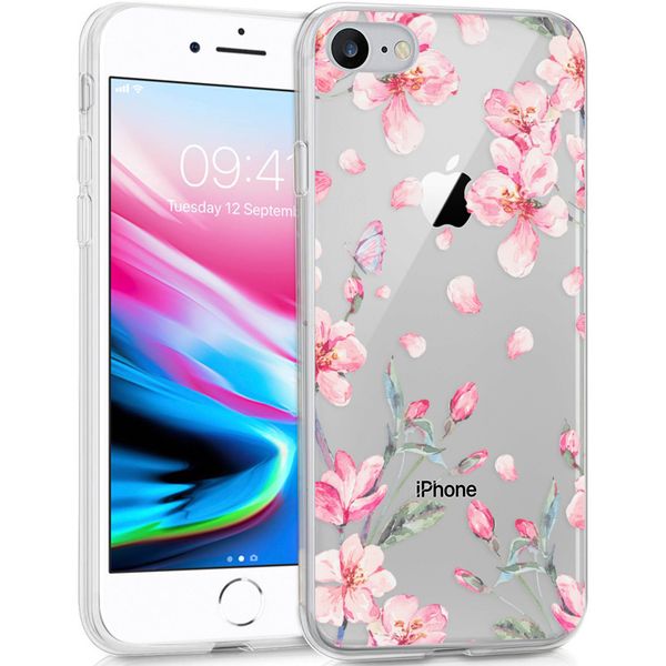 iMoshion Design hoesje iPhone SE (2022 / 2020) / 8 / 7 / 6s - Bloem - Roze