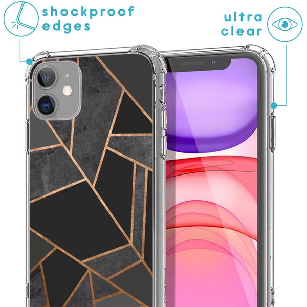 iMoshion Design hoesje met koord iPhone 11 - Grafisch Koper - Zwart / Goud