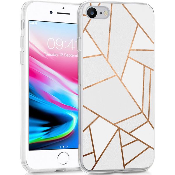 iMoshion Design hoesje iPhone SE (2022 / 2020) / 8 / 7 / 6s - Grafisch Koper / Wit