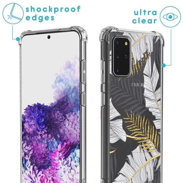 iMoshion Design hoesje met koord Samsung Galaxy S20 Plus - Bladeren - Zwart / Goud