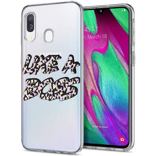 iMoshion Design hoesje Galaxy A20e - Like A Boss - Paars / Zwart