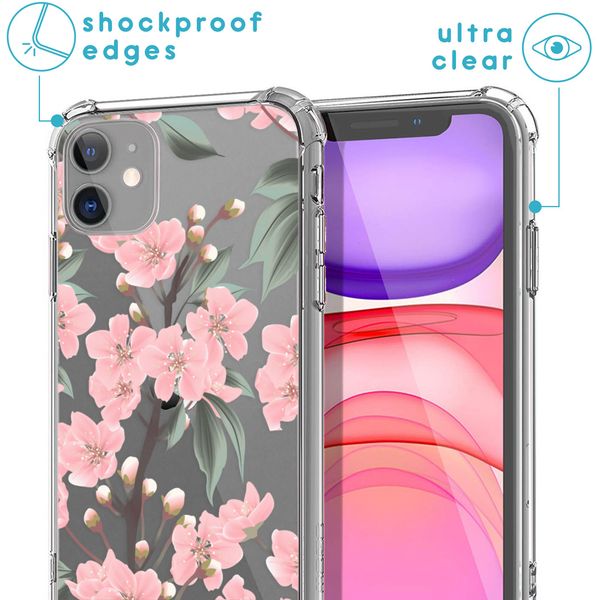 iMoshion Design hoesje met koord iPhone 11 - Bloem - Roze / Groen