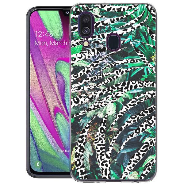 iMoshion Design hoesje Galaxy A40 - Jungle - Wit / Zwart / Groen