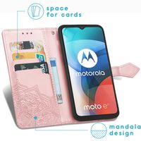 iMoshion Mandala Bookcase Motorola Moto E7 - Rosé Goud