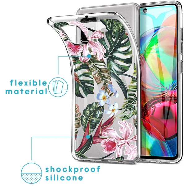 iMoshion Design hoesje Samsung Galaxy A71 - Jungle - Groen / Roze