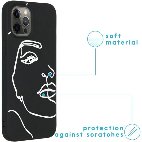 iMoshion Design hoesje iPhone 12 Pro Max - Abstract Gezicht - Wit