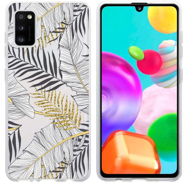 iMoshion Design hoesje Samsung Galaxy A41 - Bladeren / Zwart