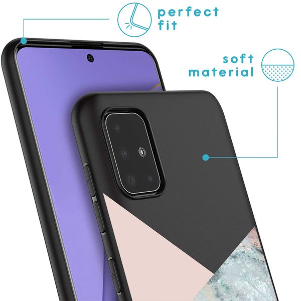 iMoshion Design hoesje Samsung Galaxy A51 - Marmer - Roze / Zwart