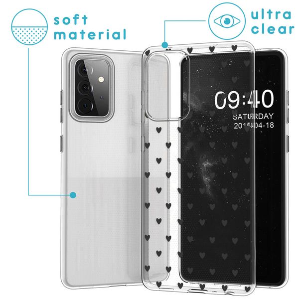 iMoshion Design hoesje Samsung Galaxy A72 - Hartjes - Zwart