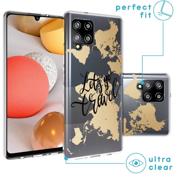 iMoshion Design hoesje Samsung Galaxy A42 - Let's Go Travel / Zwart