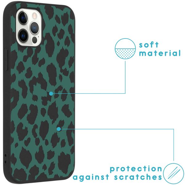 iMoshion Design hoesje iPhone 12 (Pro) - Luipaard - Groen / Zwart