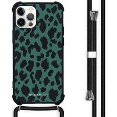 iMoshion Design hoesje met koord iPhone 12 (Pro) - Luipaard - Groen / Zwart