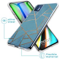 iMoshion Design hoesje Motorola Moto G9 Plus - Grafisch Koper / Blauw