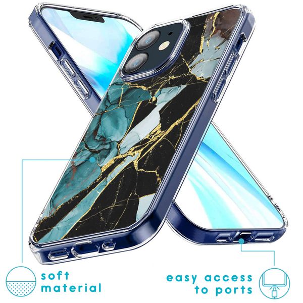 iMoshion Design hoesje iPhone 12 Mini - Marmer - Gebroken Blauw