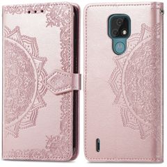 iMoshion Mandala Bookcase Motorola Moto E7 - Rosé Goud