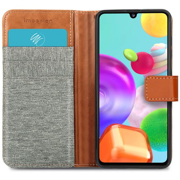 iMoshion Luxe Canvas Bookcase Samsung Galaxy A41 - Grijs