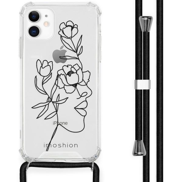 iMoshion Design hoesje met koord iPhone 11 - Abstract Gezicht Bloem - Transparant