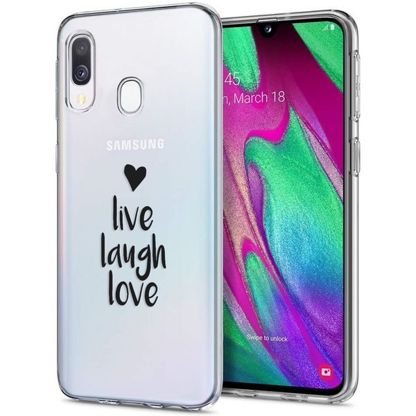 iMoshion Design hoesje Galaxy A20e - Live Laugh Love - Zwart