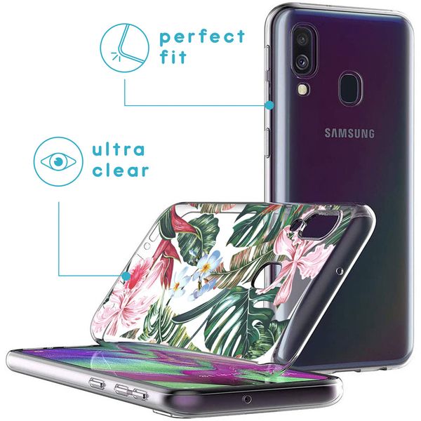 iMoshion Design hoesje Samsung Galaxy A40 - Jungle - Groen / Roze