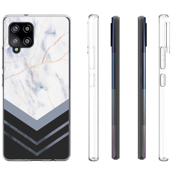 iMoshion Design hoesje Samsung Galaxy A42 - Marmer - Wit / Zwart