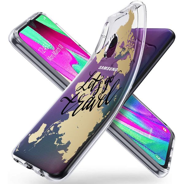 iMoshion Design hoesje Samsung Galaxy A40 - Let's Go Travel / Zwart