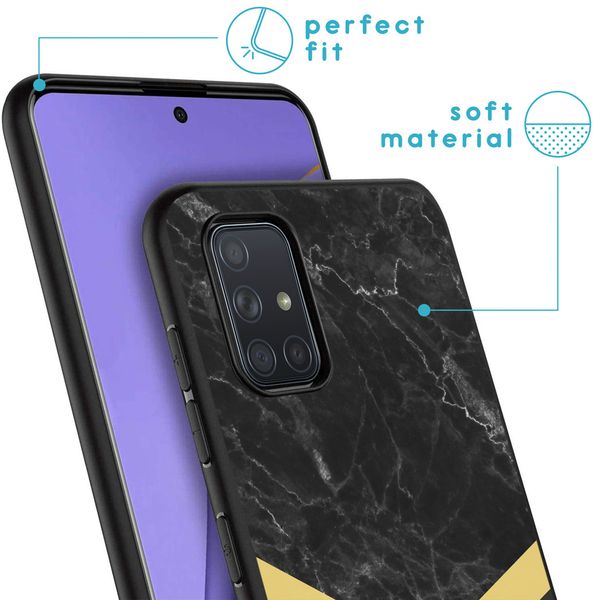 iMoshion Design hoesje Samsung Galaxy A71 - Marmer / Zwart