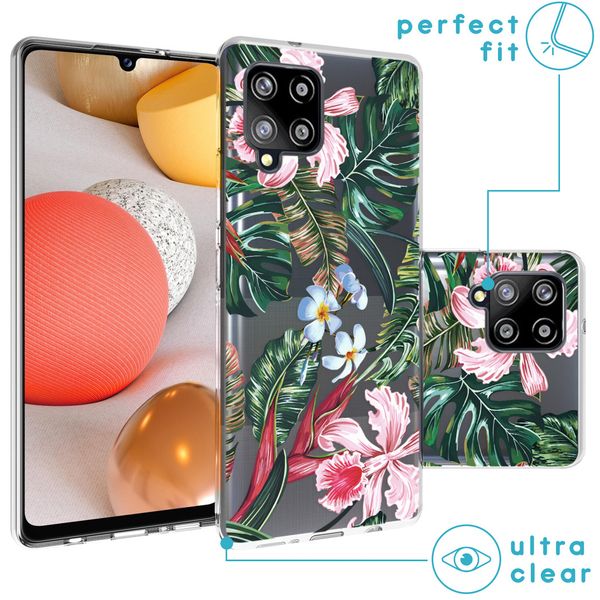 iMoshion Design hoesje Samsung Galaxy A42 - Jungle - Groen / Roze