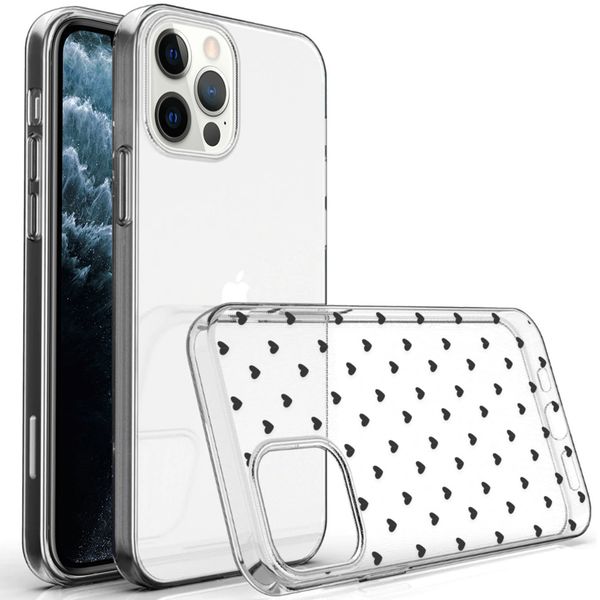 iMoshion Design hoesje iPhone 12 (Pro) - Hartjes - Zwart