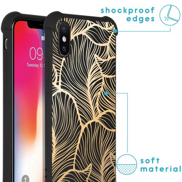 iMoshion Design hoesje met koord iPhone X / Xs - Bladeren - Goud