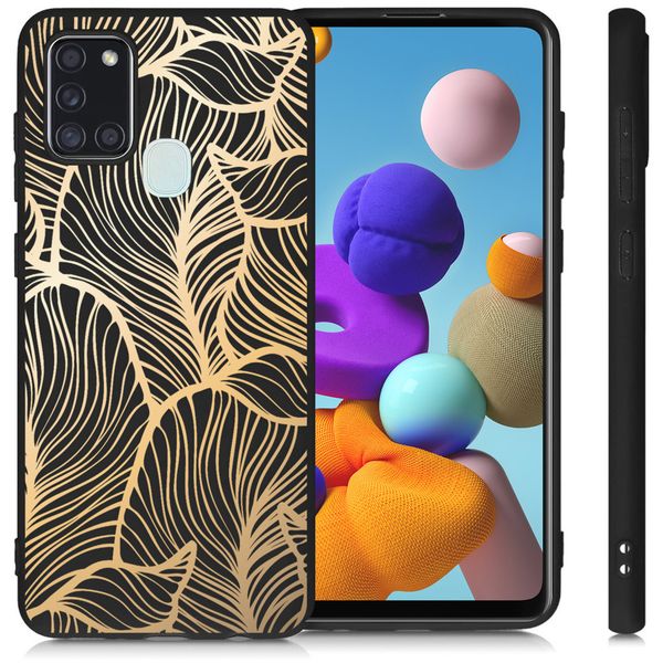 iMoshion Design hoesje Samsung Galaxy A21s - Bladeren / Zwart