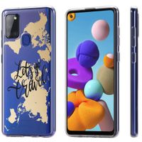 iMoshion Design hoesje Samsung Galaxy A21s - Let's Go Travel / Zwart