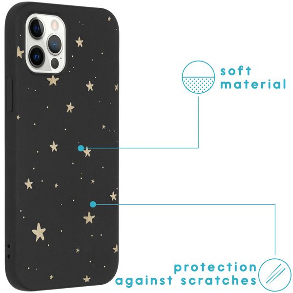 iMoshion Design hoesje iPhone 12 (Pro) - Sterren / Zwart