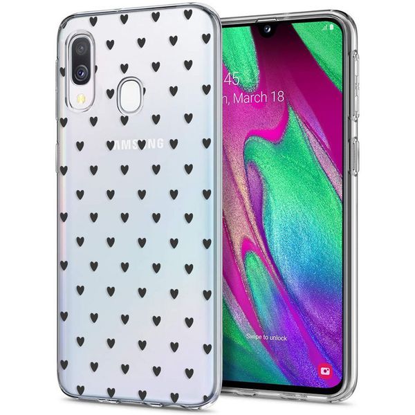 iMoshion Design hoesje Samsung Galaxy A20e - Hartjes - Zwart