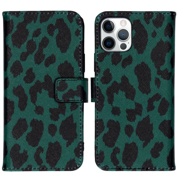 iMoshion Design Softcase Bookcase iPhone 12 (Pro) - Green Leopard