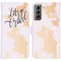 iMoshion Design Softcase Bookcase Galaxy S21 - Let's Go Travel White