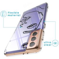 iMoshion Design hoesje Galaxy S21 Plus - Abstract Gezicht - Zwart