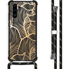 iMoshion Design hoesje met koord Huawei P30 Pro - Bladeren - Goud