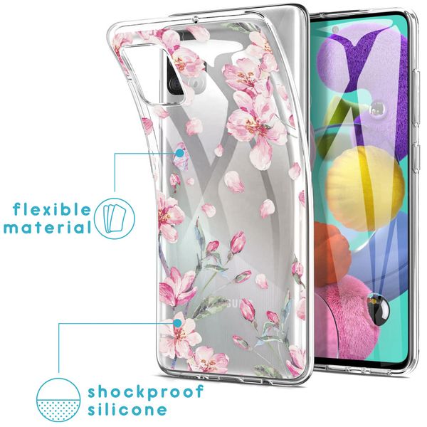 iMoshion Design hoesje Samsung Galaxy A51 - Bloem - Roze