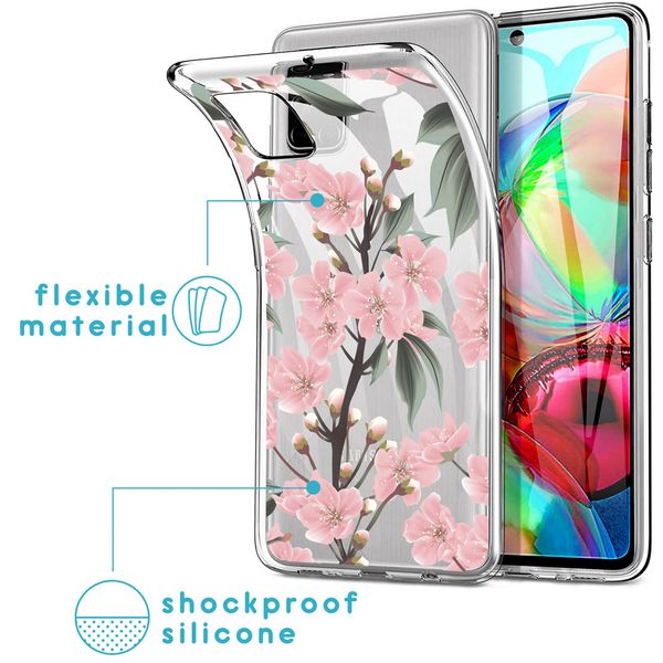 iMoshion Design hoesje Samsung Galaxy A71 - Bloem - Roze / Groen